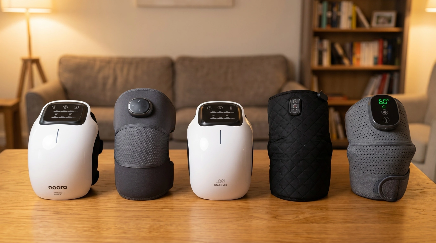 Comparison lineup of popular knee massagers for heat vibration and everyday comfort